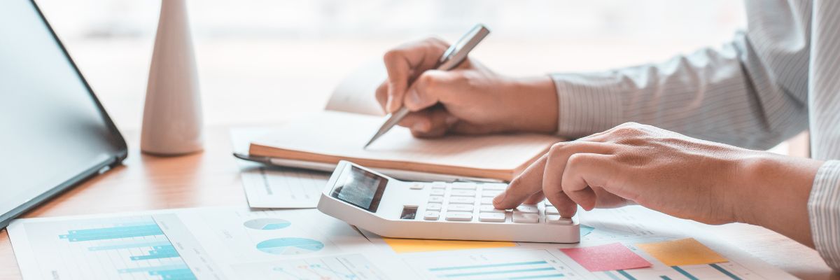 Someone doing business calculations
